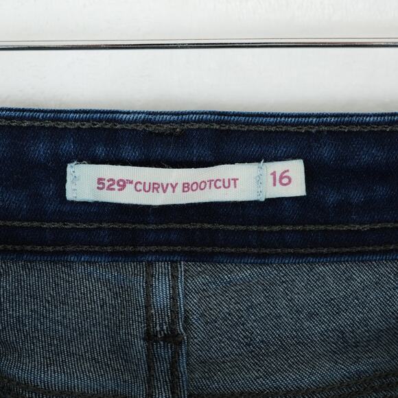 Levis 529 Jeans Womens 16 Dark Wash Denim Curvy Bootcut Stretch Y2K Classic - Picture 6 of 13